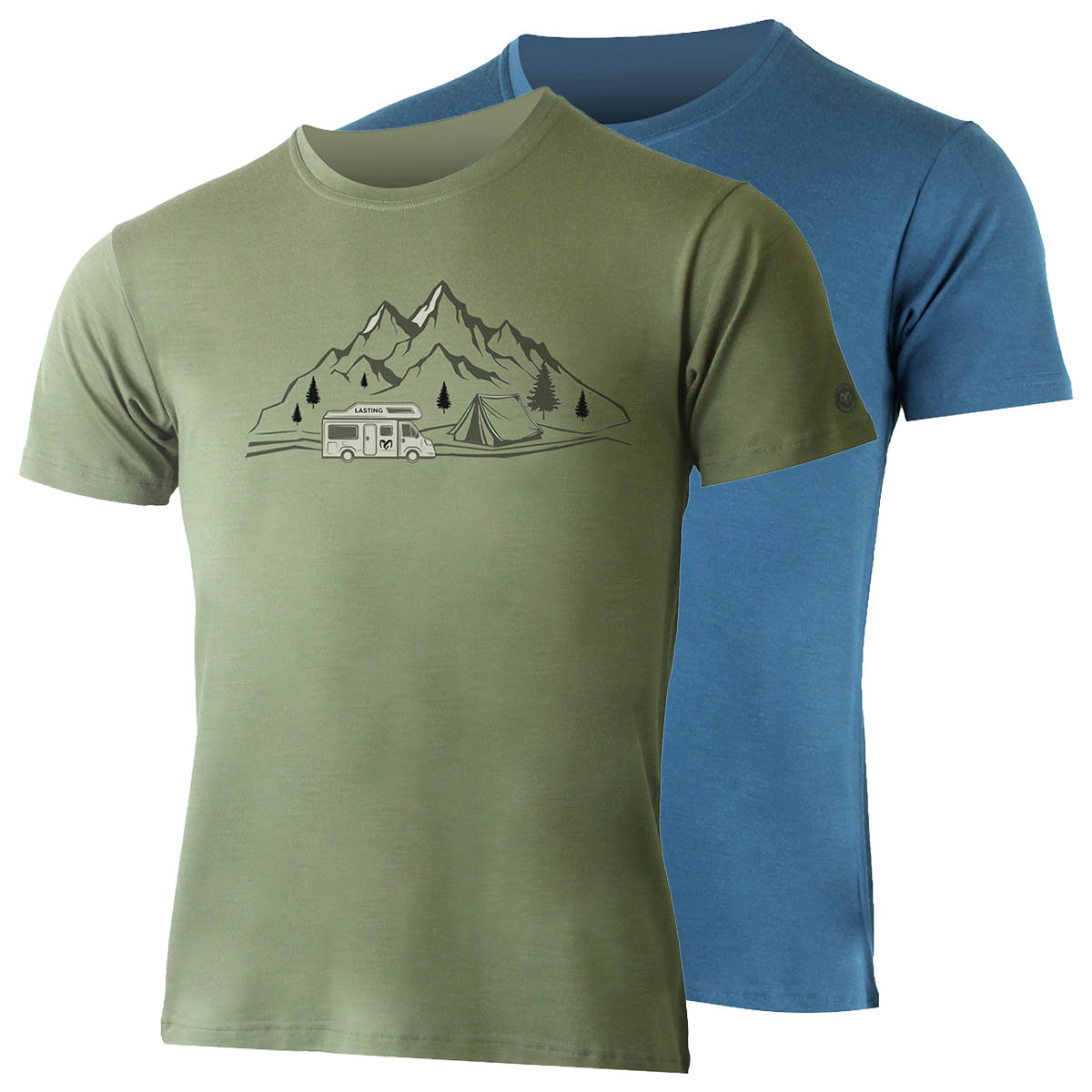 Lasting Albi: Funktionsshirt mit Rundhals und Bergprint für Outdoor-Aktivitäten