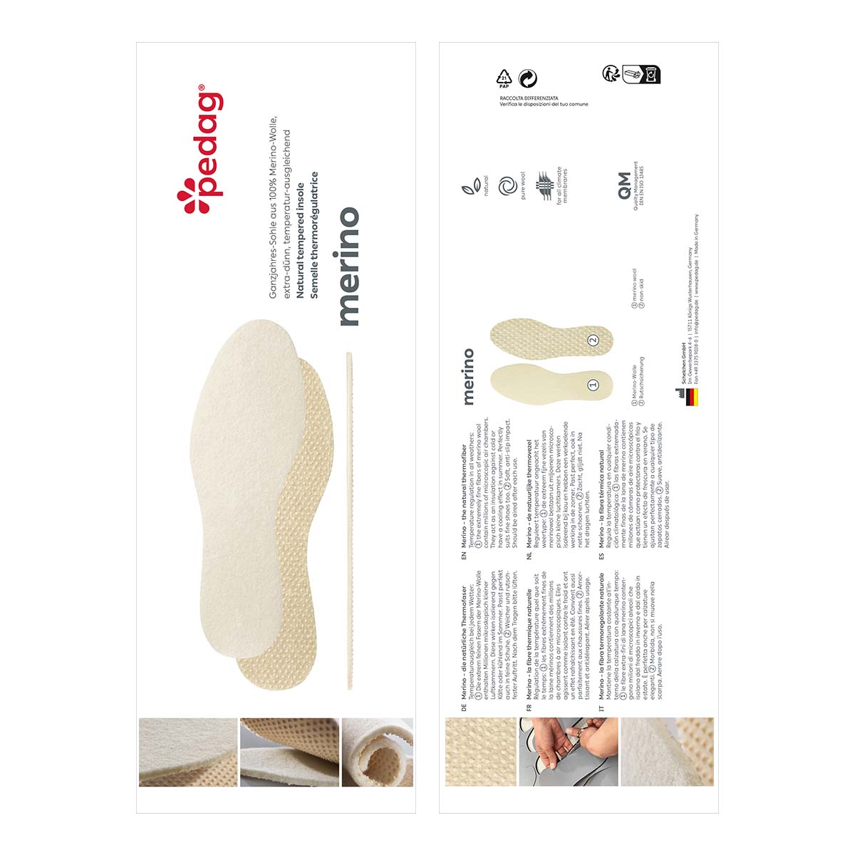 pedag Ultra-dünne Schuhsohle Merino, produktansicht 1