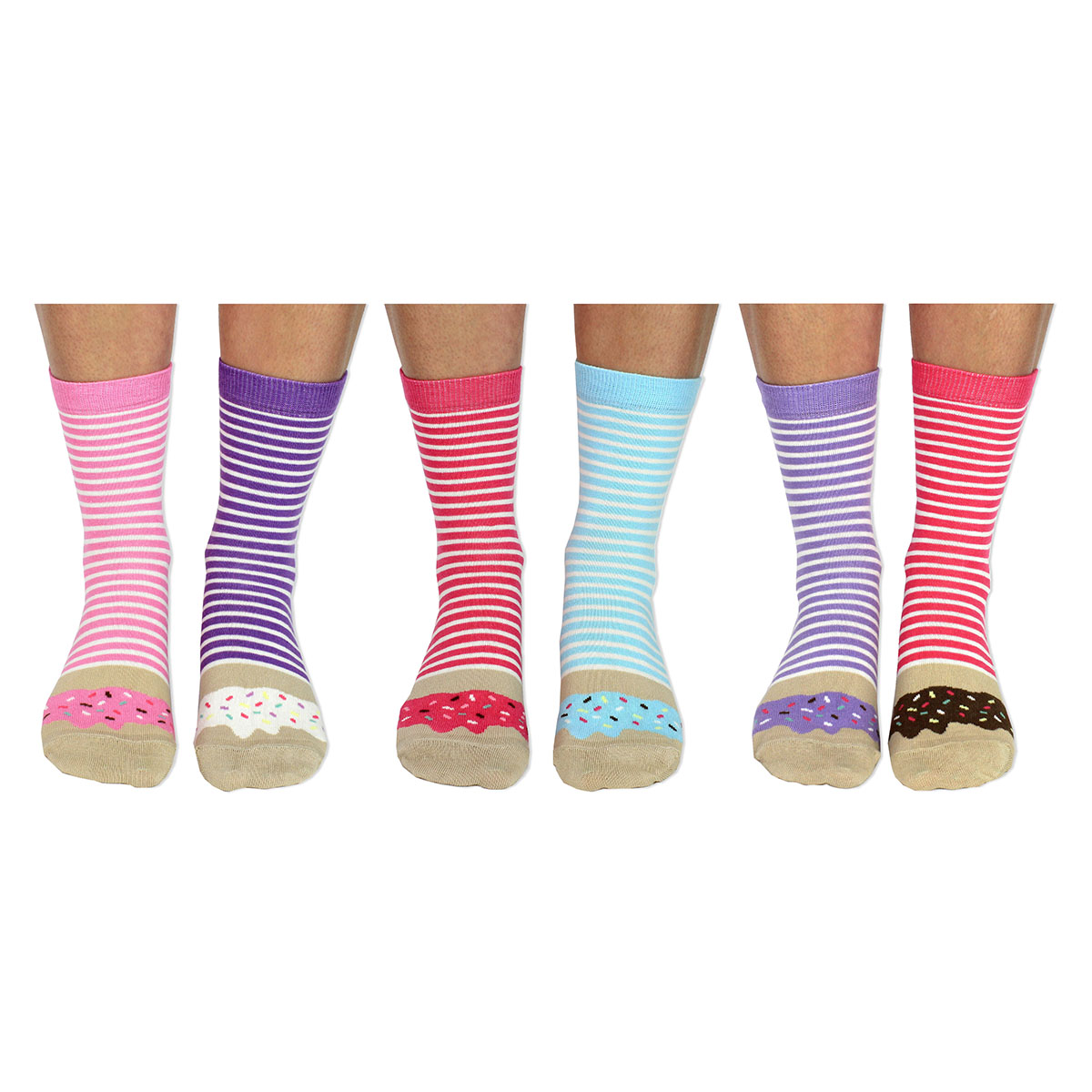 United Oddsocks Donuts 37-42, Zuckersüsse Donuts-Geschenkbox mit 6 Einzelsocken
