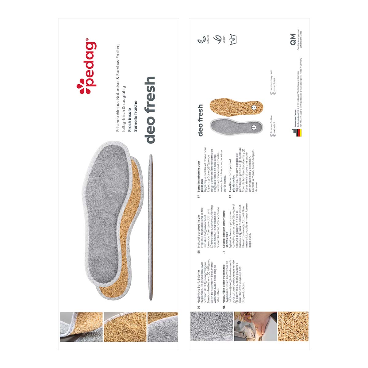 pedag Frischesohle Deo Fresh, Frischesohle aus Natursisal & Bambus-Frottee, produktansicht 1