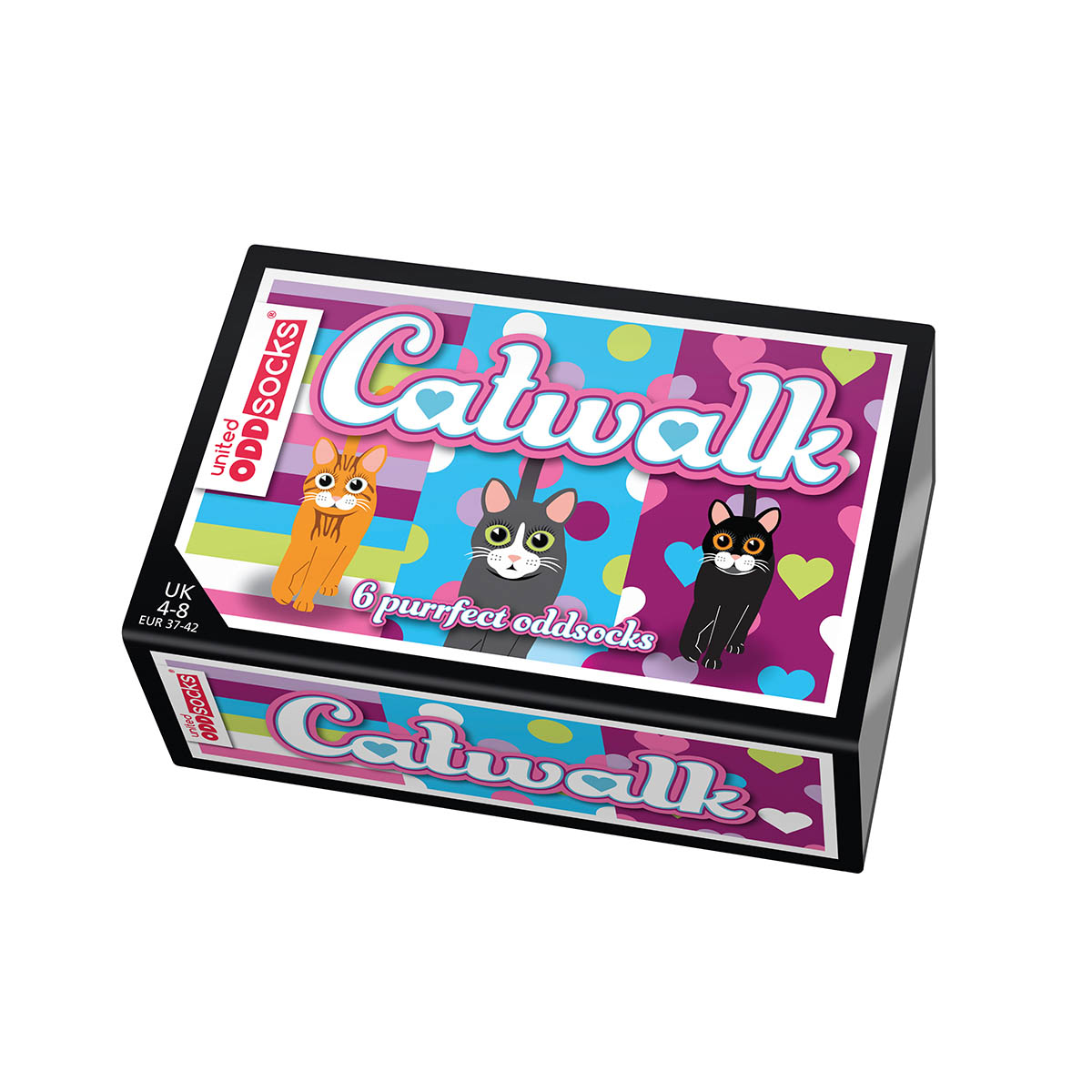 United Oddsocks Catwalk 37-42, Socken-Geschenkbox für Katzenfans, produktansicht 1