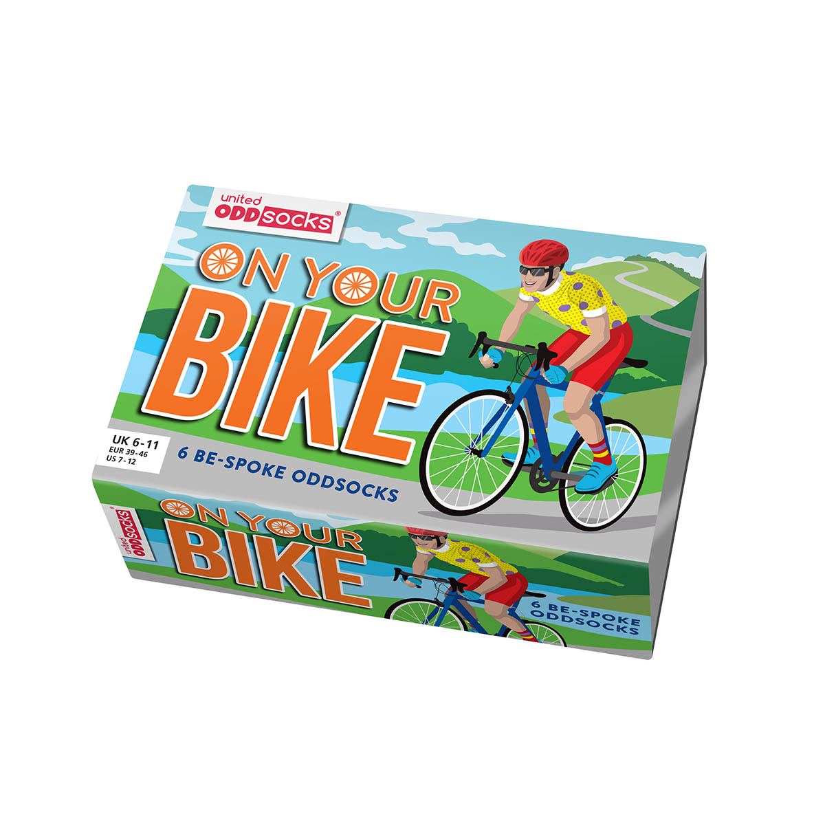 United Oddsocks On Your Bike 39-46, Socken-Geschenkbox für Velofans, produktansicht 1