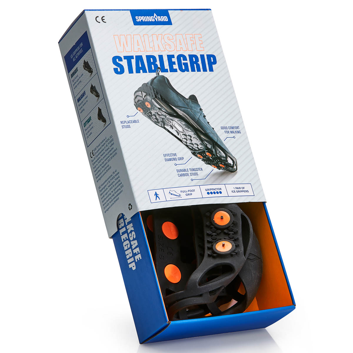 Springyard Spikes StableGrip Walking: leichter Gleitschutz mit Edelstahl-Spikes für sicheren Halt auf Eis und Schnee, Produktansicht 2