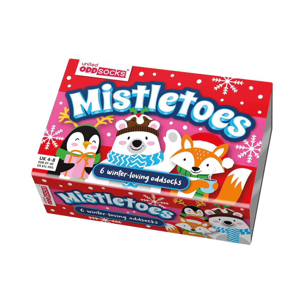 United Oddsocks Mistletoes 37-42, Sockenbox mit Magie des Winters und der Weihnachtszeit