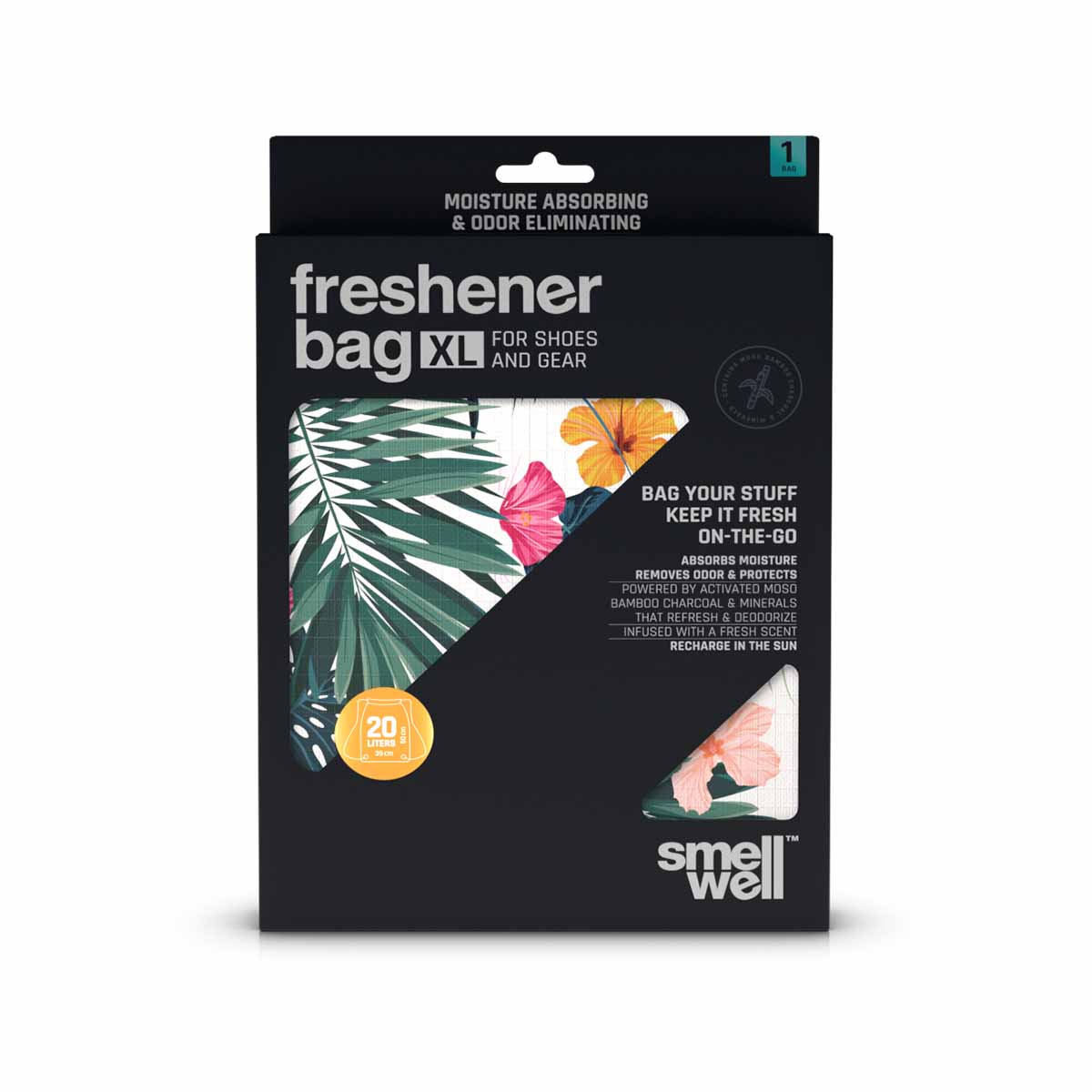 SmellWell Sportbeutel Freshener Bag XL, Hawaii floral, Erfrischender Turnbeutel 20 Liter für Schuhe und Ausrüstung, produktansicht 1