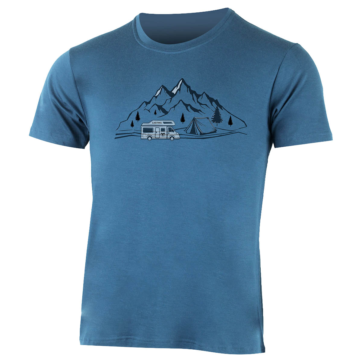 Lasting Albi: Funktionsshirt mit Rundhals und Bergprint für Outdoor-Aktivitäten