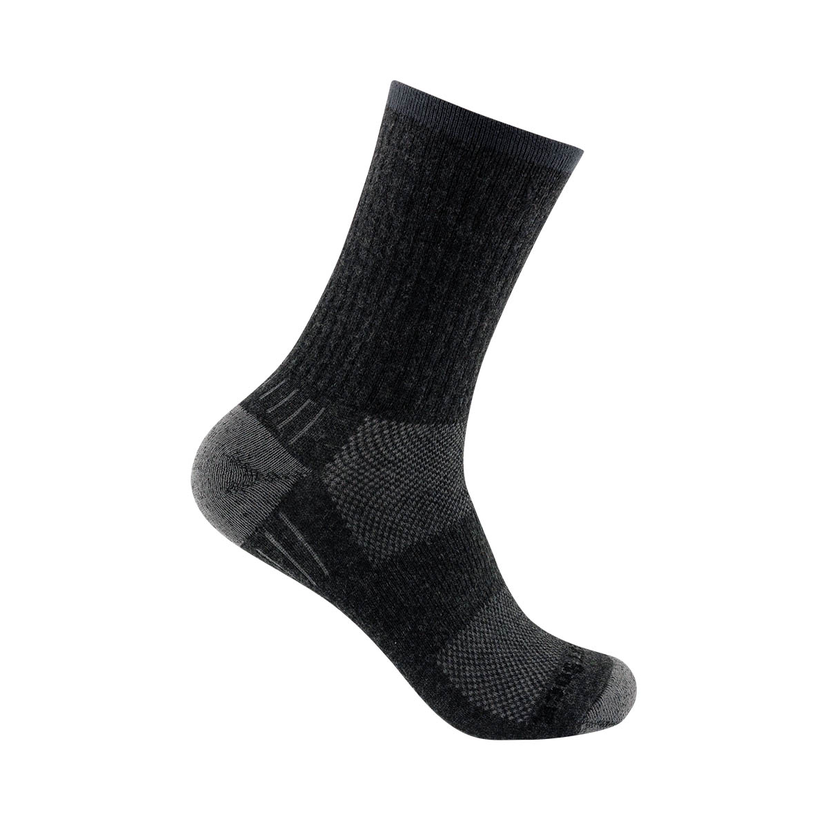 Wrightsock Hike Crew, grey marl, Leicht gepolsterte Trekkingsocke mit Wolle für Wandern & Outdoor