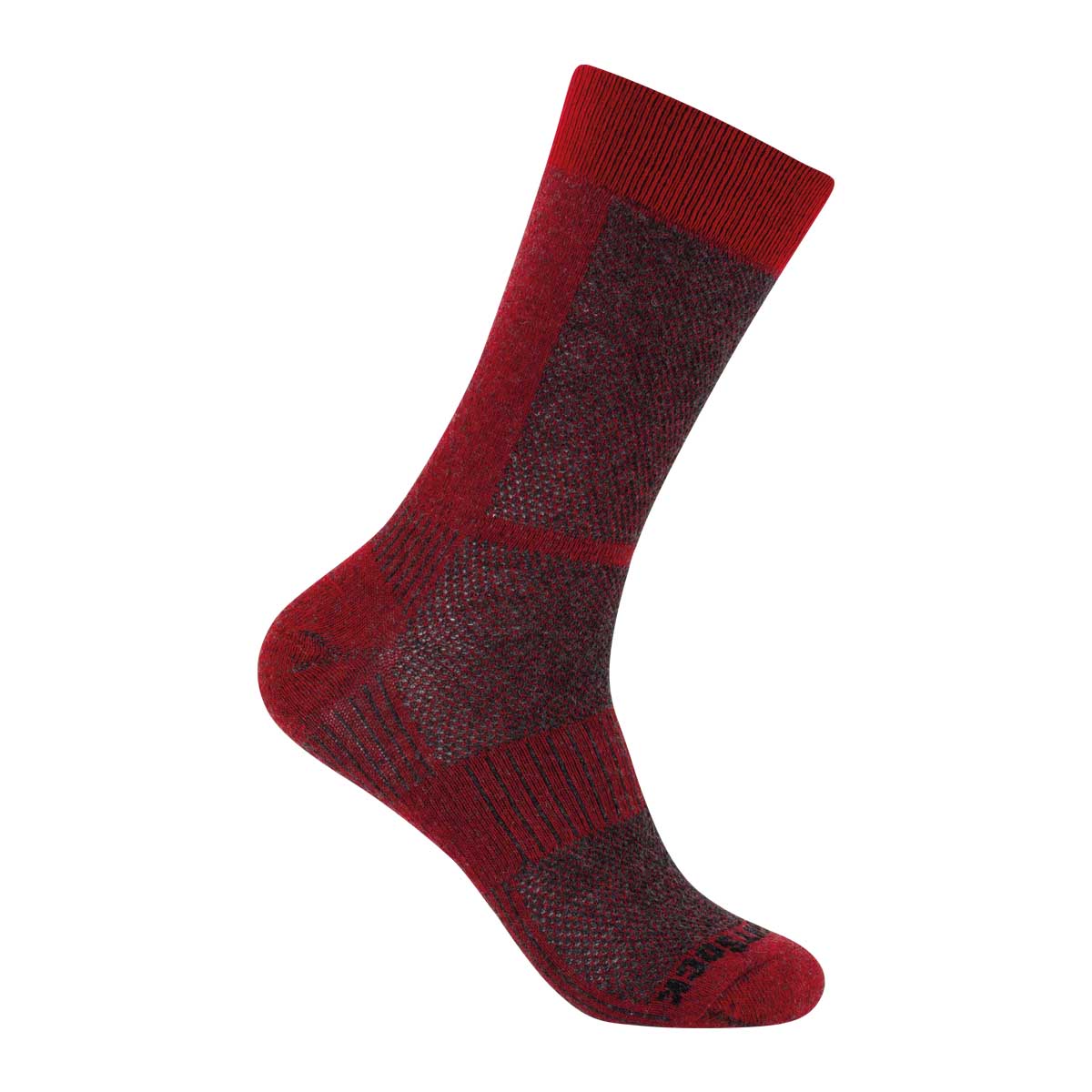 Wrightsock LT Hike Crew, schwarz rot, Ungepolsterte doppellagige Funktionssocke