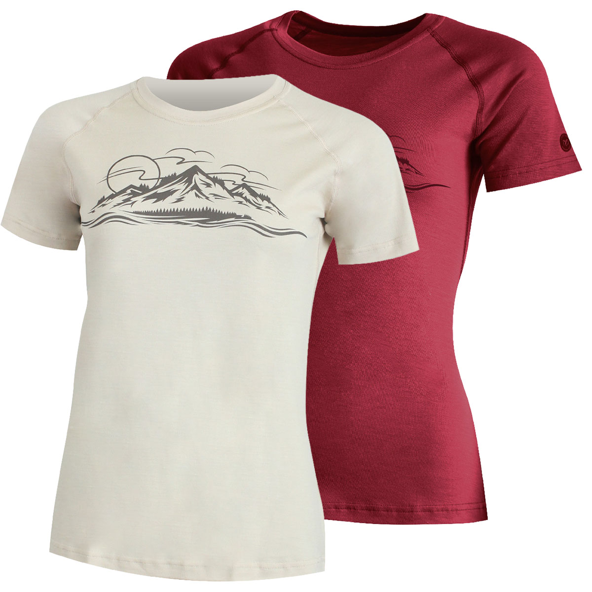 Lasting Galina: Merinoshirt mit Bergmotiv für Outdoor-Aktivitäten und Alltag
