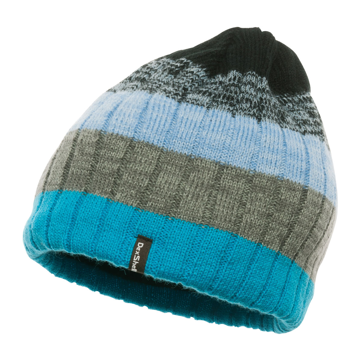 Dexshell Mütze Beanie Gradient blau gestreift, Warme, wasserdichte und winddichte Allzweckmütze