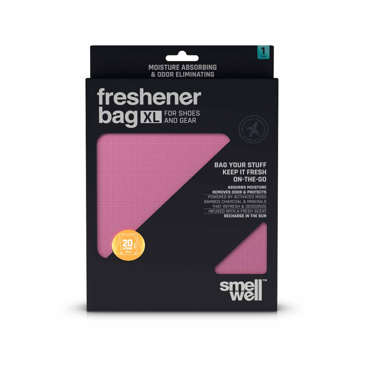 SmellWell Sportbeutel Freshener Bag XL, pink, Erfrischender Turnbeutel 20 Liter für Schuhe und Ausrüstung, produktansicht 1