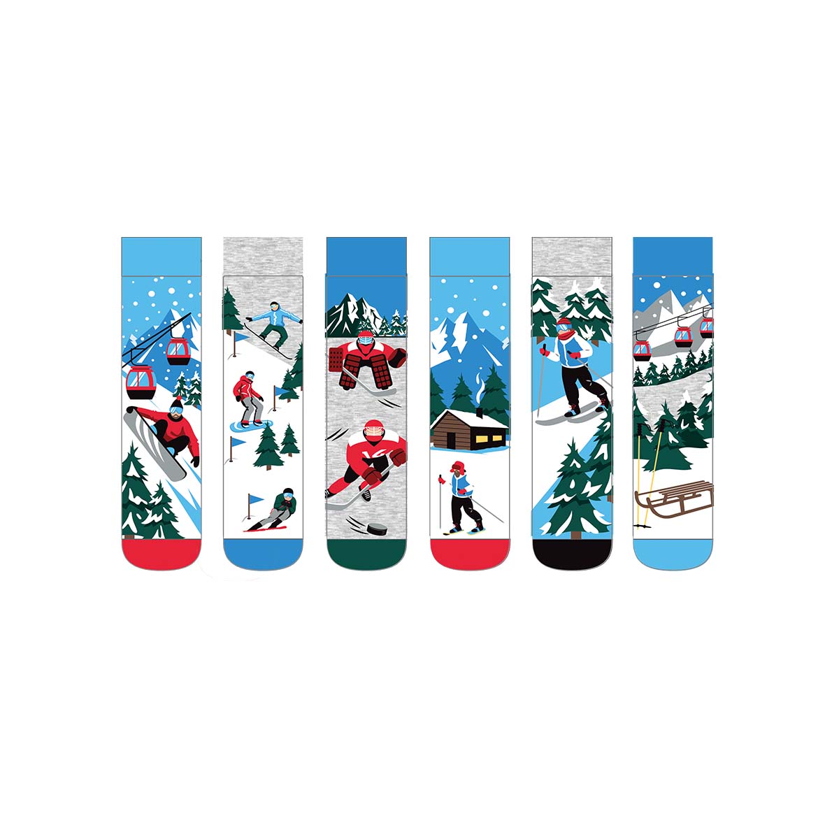 United Oddsocks Winter in Switzerland 39-46, 6 Socken mit der Magie des Schweizer Winters
