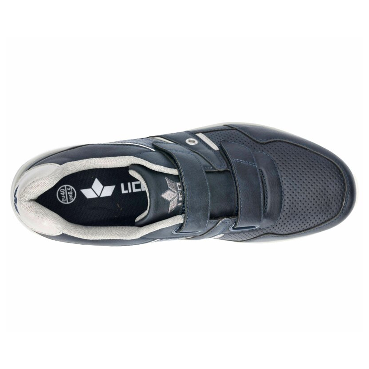 Lico Slipper Conner Velcro marine grau, produktansicht 3