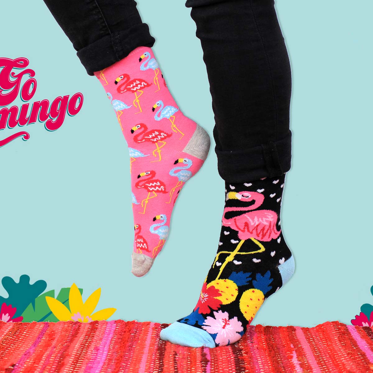 United Oddsocks Go Flamingo 37-42, Sockenbox mit farbenprächtigen Flamingos, produktansicht 2