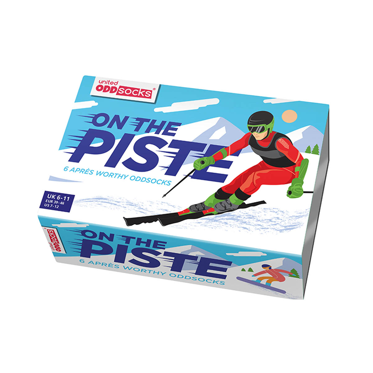 United Oddsocks On The Piste 39-46, Socken-Geschenkbox für alle Skifahrer & Wintersportfans, produktansicht 1